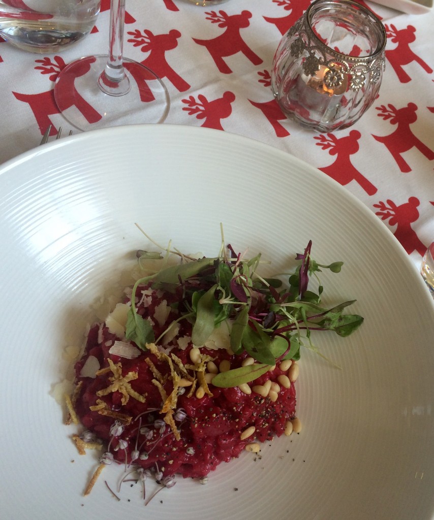Beetroot Risotto, with Candied Lemon Rind 